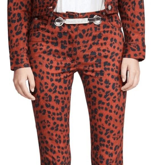 NEW! MAIOU The Tommy Pant in Red Leopard Print with Silver Belt Size 27 - Picture 2 of 15